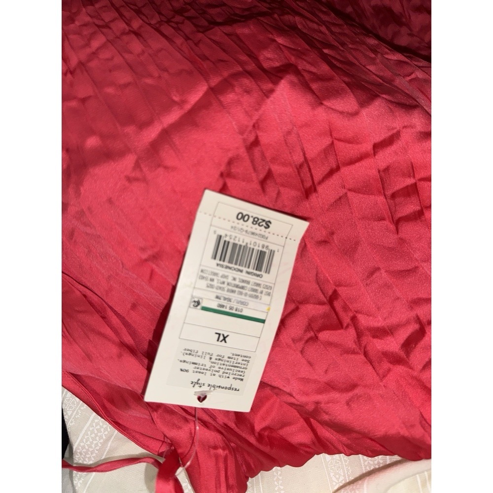 Women's Textured Crinkle Vibrant Pink Satin Midi Skirt Size XL - Picture 9 of 14